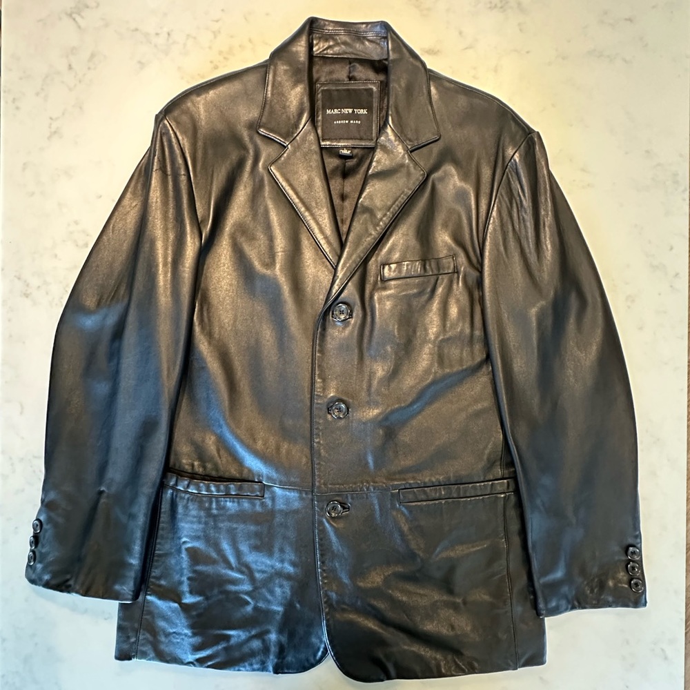 Marc New York by Andrew Mark Genuine Black Leather jacket. Vintage* Size: Large